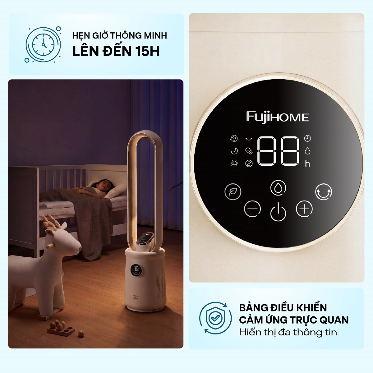 Quạt Không Cánh Điều Khiển Giọng Nói Fujihome Luxury BF15-HEPA-VOICE (Màu trắng) 10