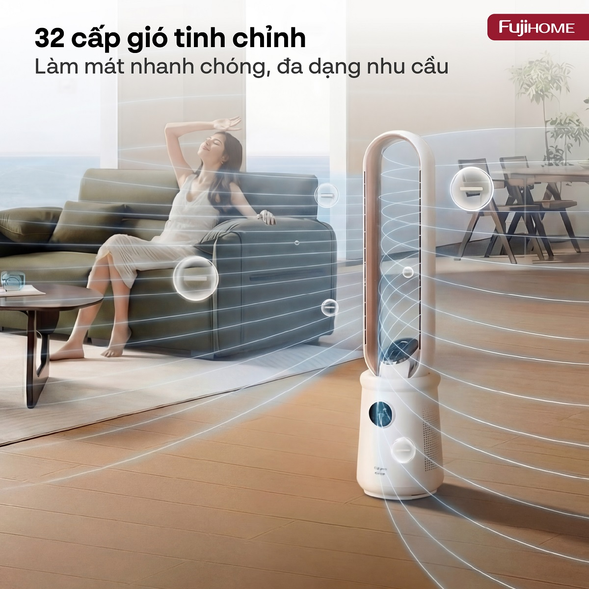 Quạt Không Cánh Điều Khiển Giọng Nói Fujihome Luxury BF15-HEPA-VOICE (Màu trắng) 7