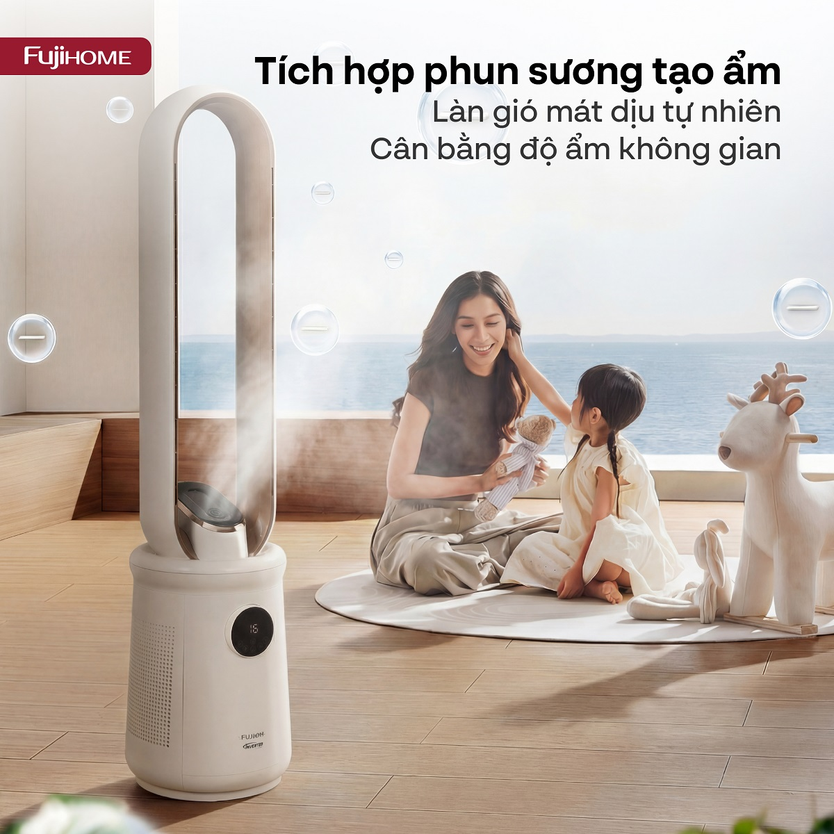 Quạt Không Cánh Điều Khiển Giọng Nói Fujihome Luxury BF15-HEPA-VOICE (Màu trắng) 9
