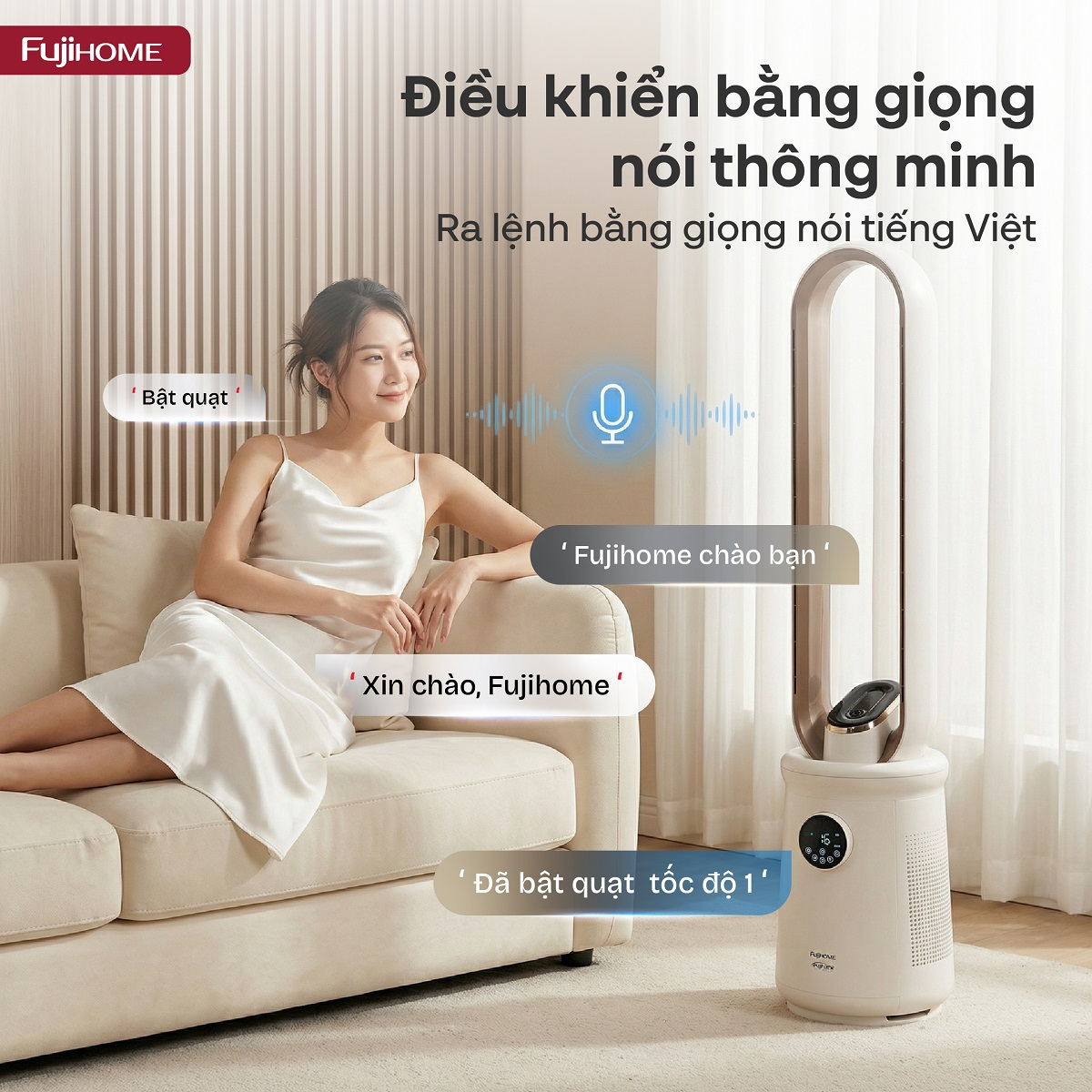Quạt Không Cánh Điều Khiển Giọng Nói Fujihome Luxury BF15-HEPA-VOICE (Màu đen) 10