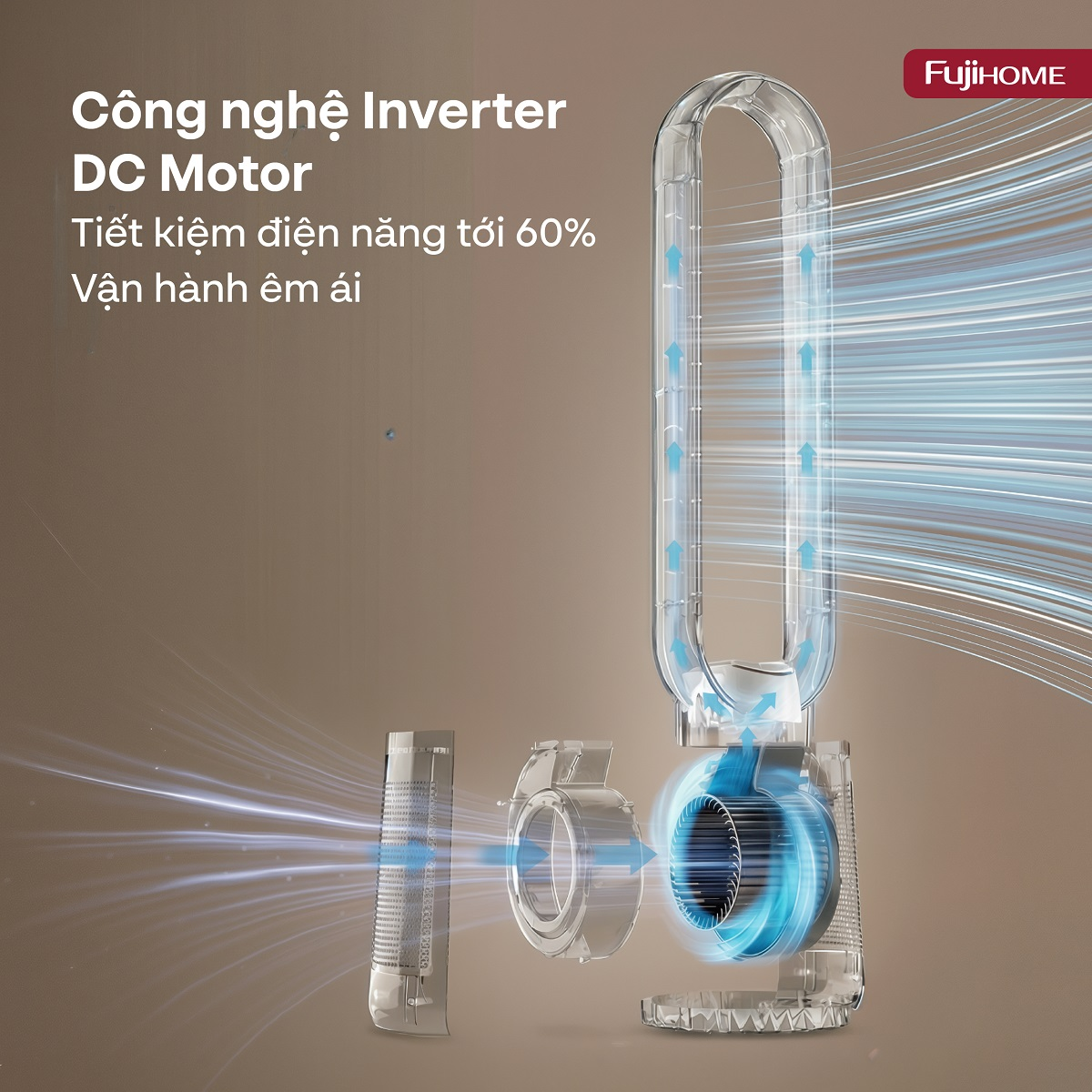 Quạt Không Cánh Điều Khiển Giọng Nói Fujihome Luxury BF15-HEPA-VOICE (Màu đen) 4