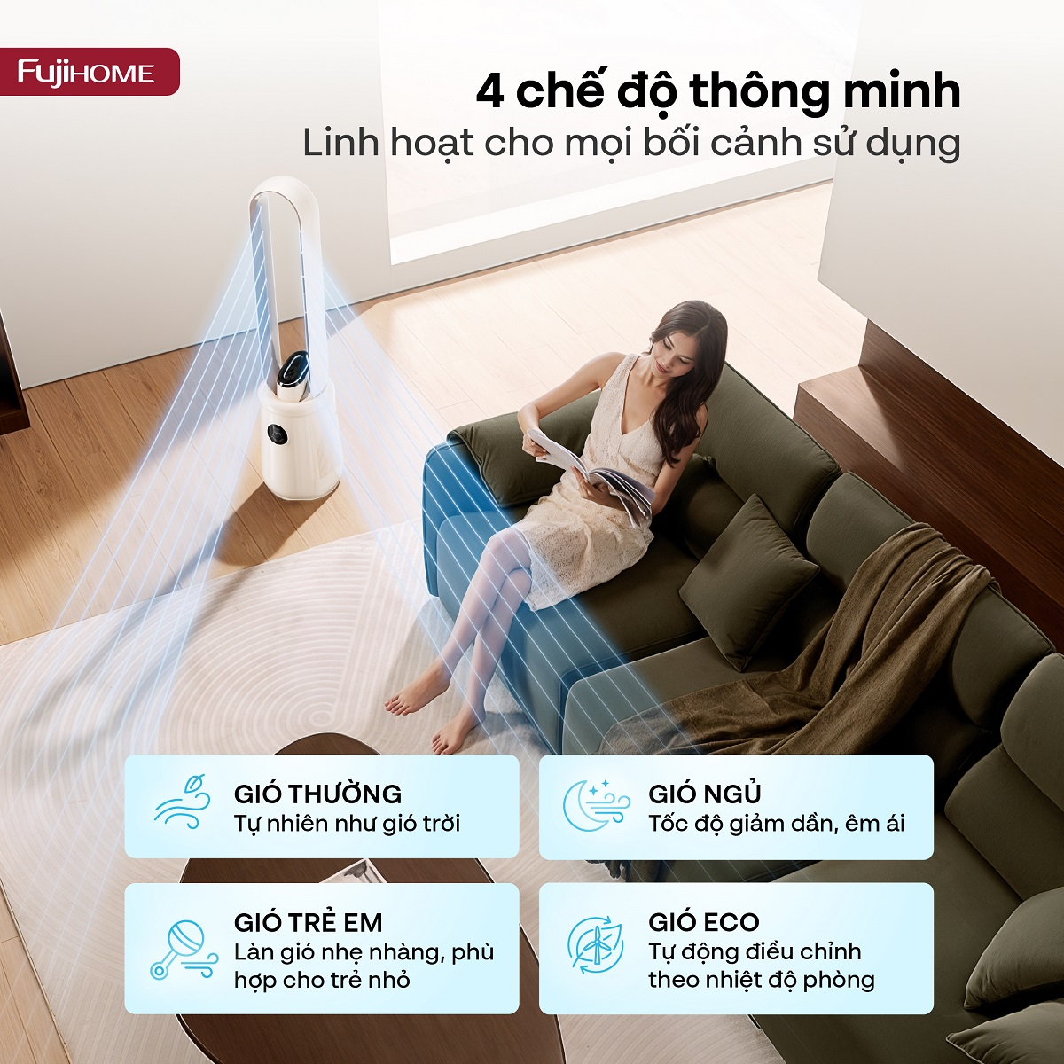 Quạt Không Cánh Điều Khiển Giọng Nói Fujihome Luxury BF15-HEPA-VOICE (Màu đen) 5