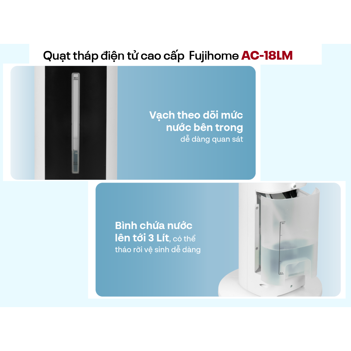 Quạt Tháp Hơi Nước Fujihome AC-18LM 43W 8