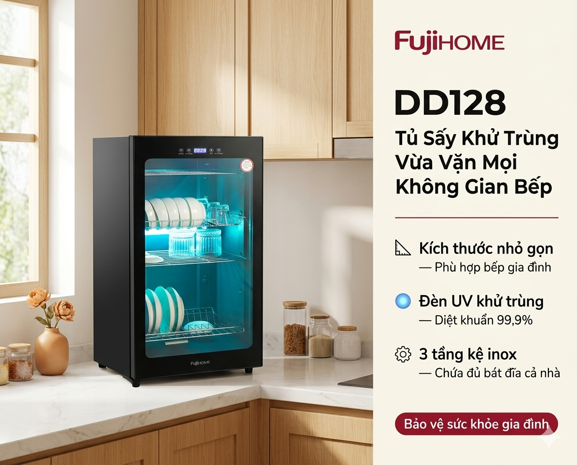 Tủ Sấy Chén Bát Tiệt Trùng Fujihome DD128 3
