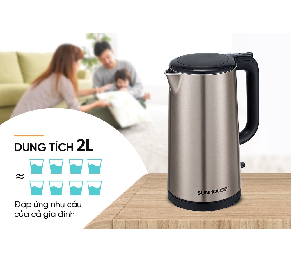 Ấm Siêu Tốc Inox 2 Lớp 2 Lít Sunhouse SHD1396 5