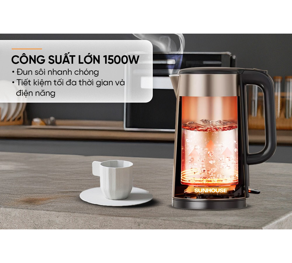 Ấm Siêu Tốc Inox 2 Lớp 2 Lít Sunhouse SHD1396 7