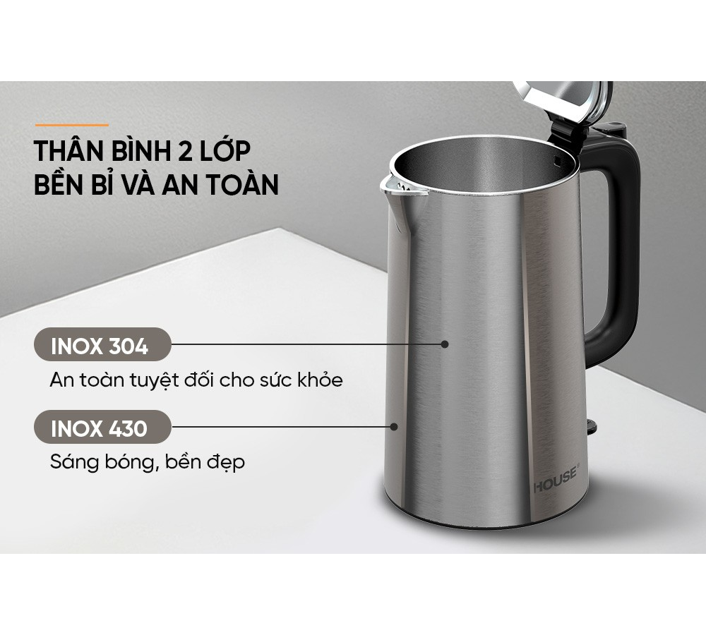 Ấm Siêu Tốc Inox 2 Lớp 2 Lít Sunhouse SHD1396 9