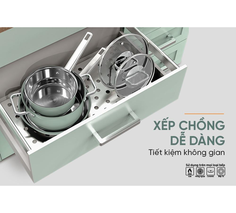 Bộ Nồi Chảo Inox 304 Sunhouse SHG608 10