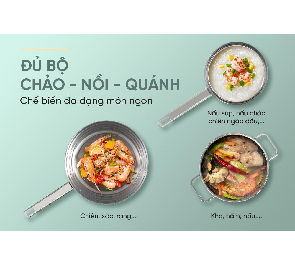 Bộ Nồi Chảo Inox 304 Sunhouse SHG608 11