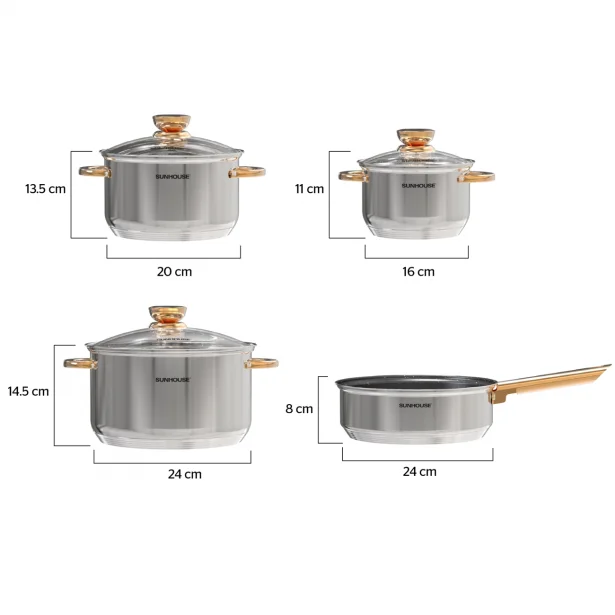 Bộ Nồi Chảo Inox 5 Đáy Sunhouse SHG789
