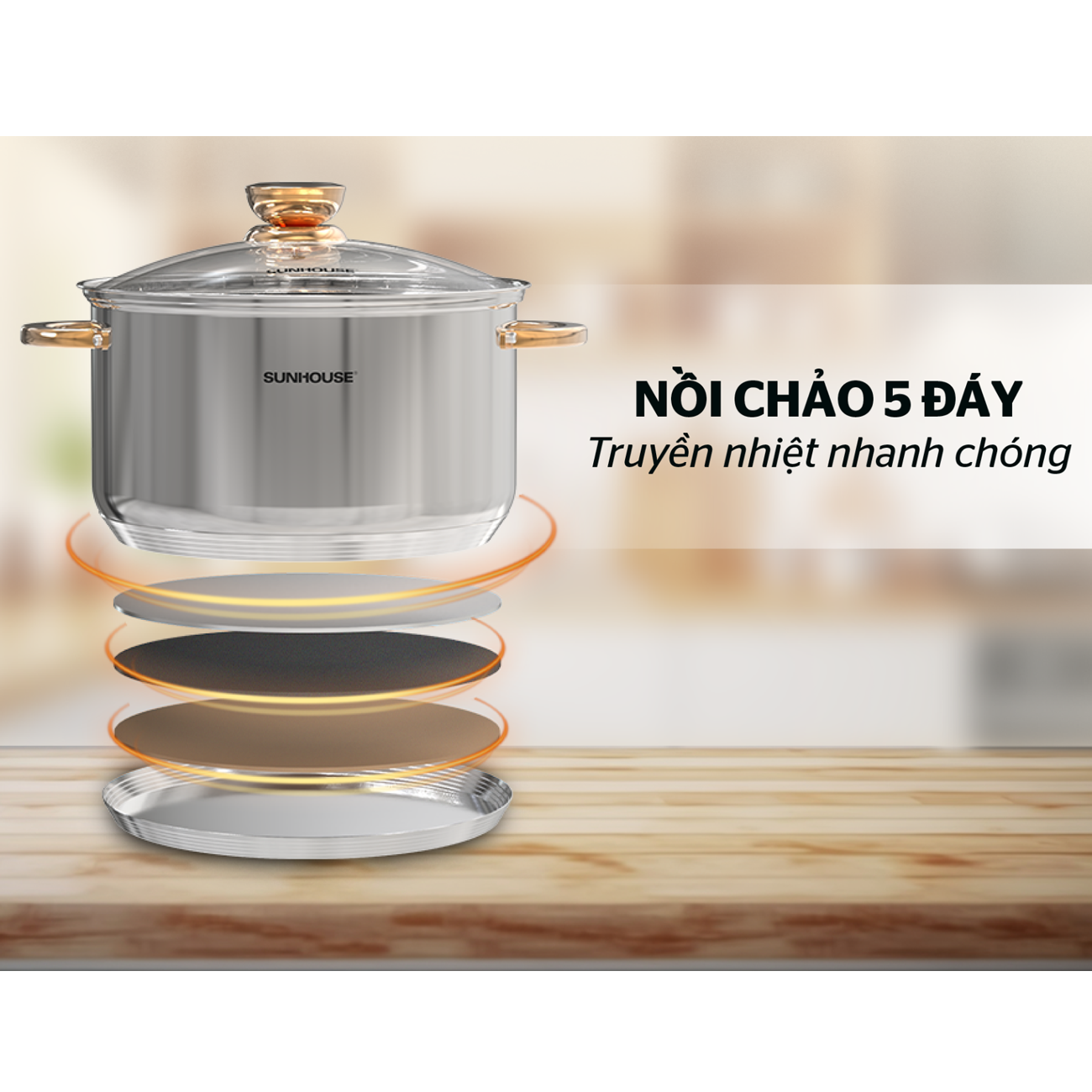Bộ Nồi Chảo Inox 5 Đáy Sunhouse SHG789 3