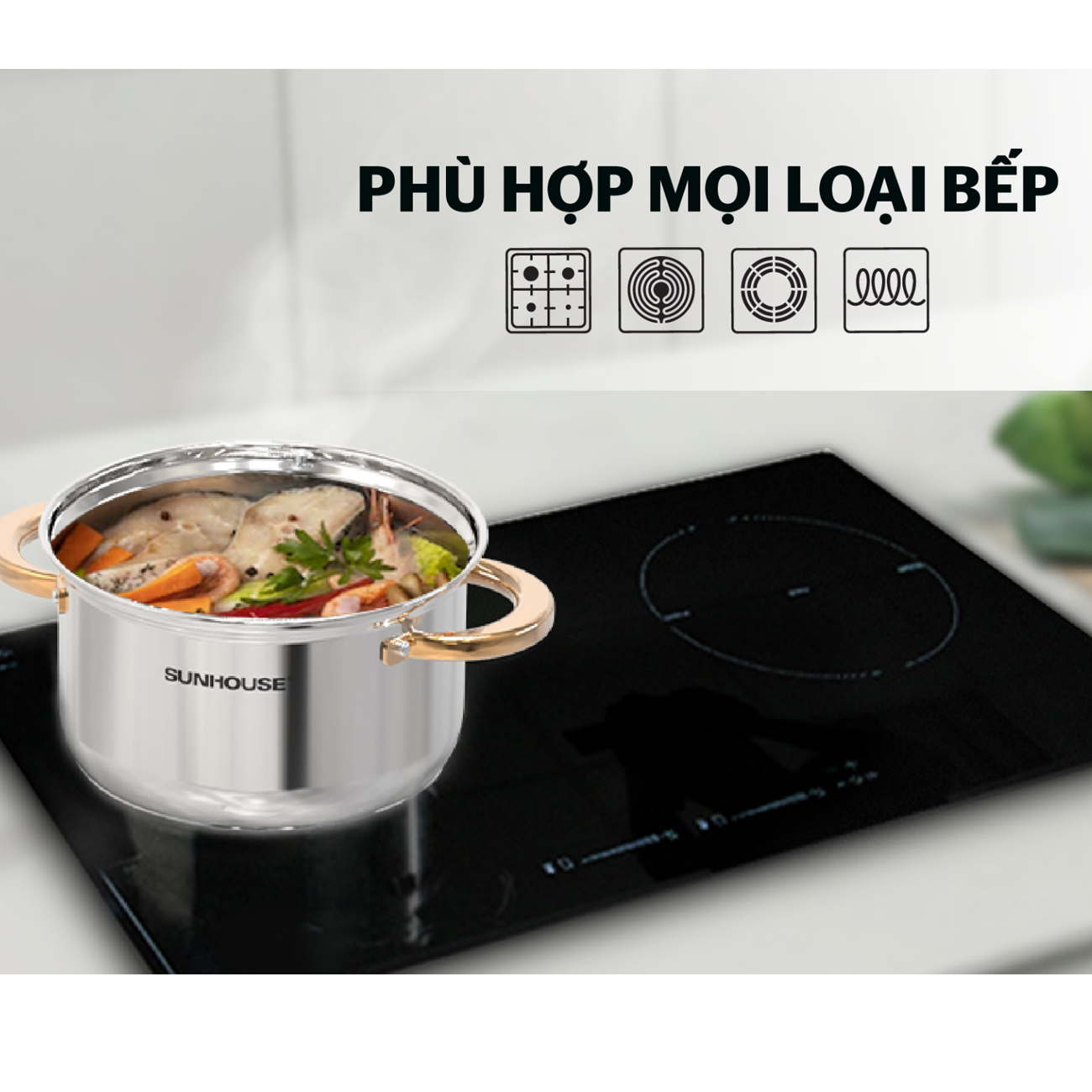 Bộ Nồi Chảo Inox 5 Đáy Sunhouse SHG789 6