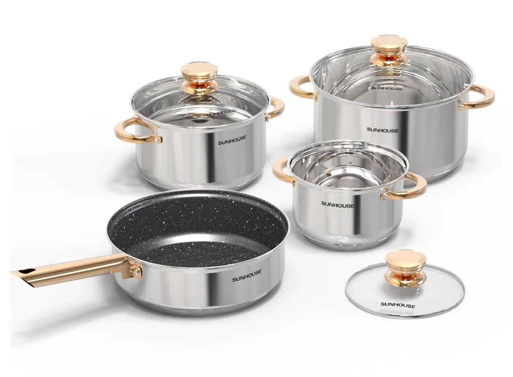 Bộ Nồi Chảo Inox 5 Đáy Sunhouse SHG789