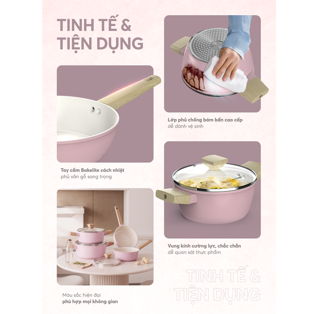Bộ Nồi Phủ Sứ Nano Đáy Từ Sunhouse Healthy SHG7979MP4 11
