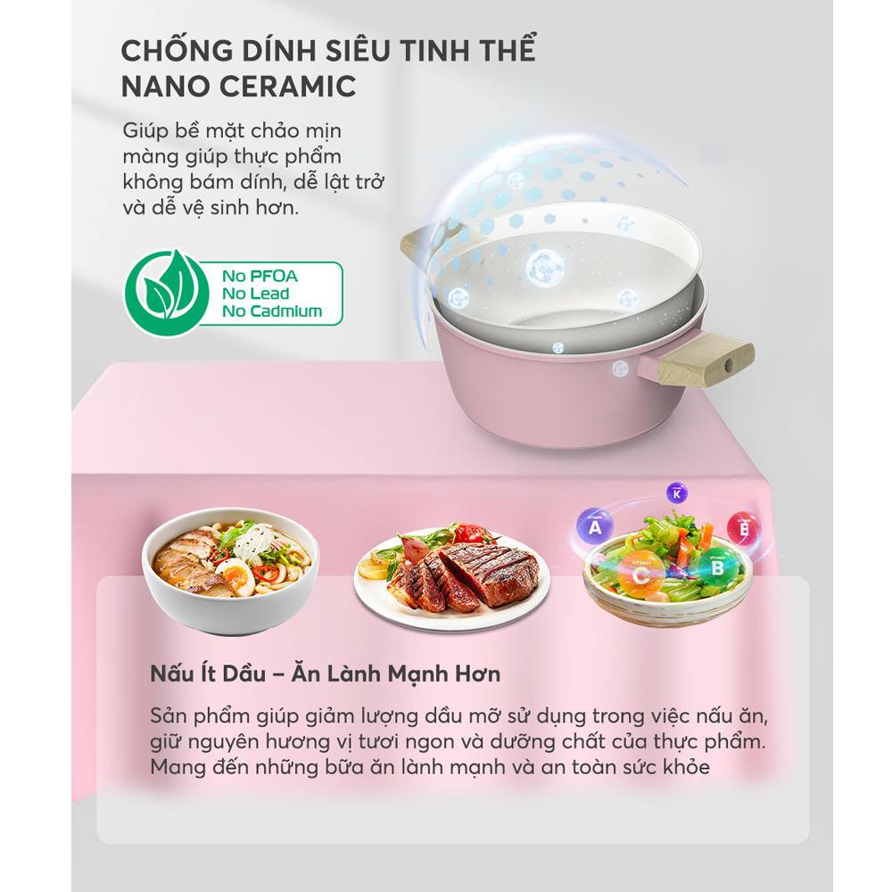 Bộ Nồi Phủ Sứ Nano Đáy Từ Sunhouse Healthy SHG7979MP4 9