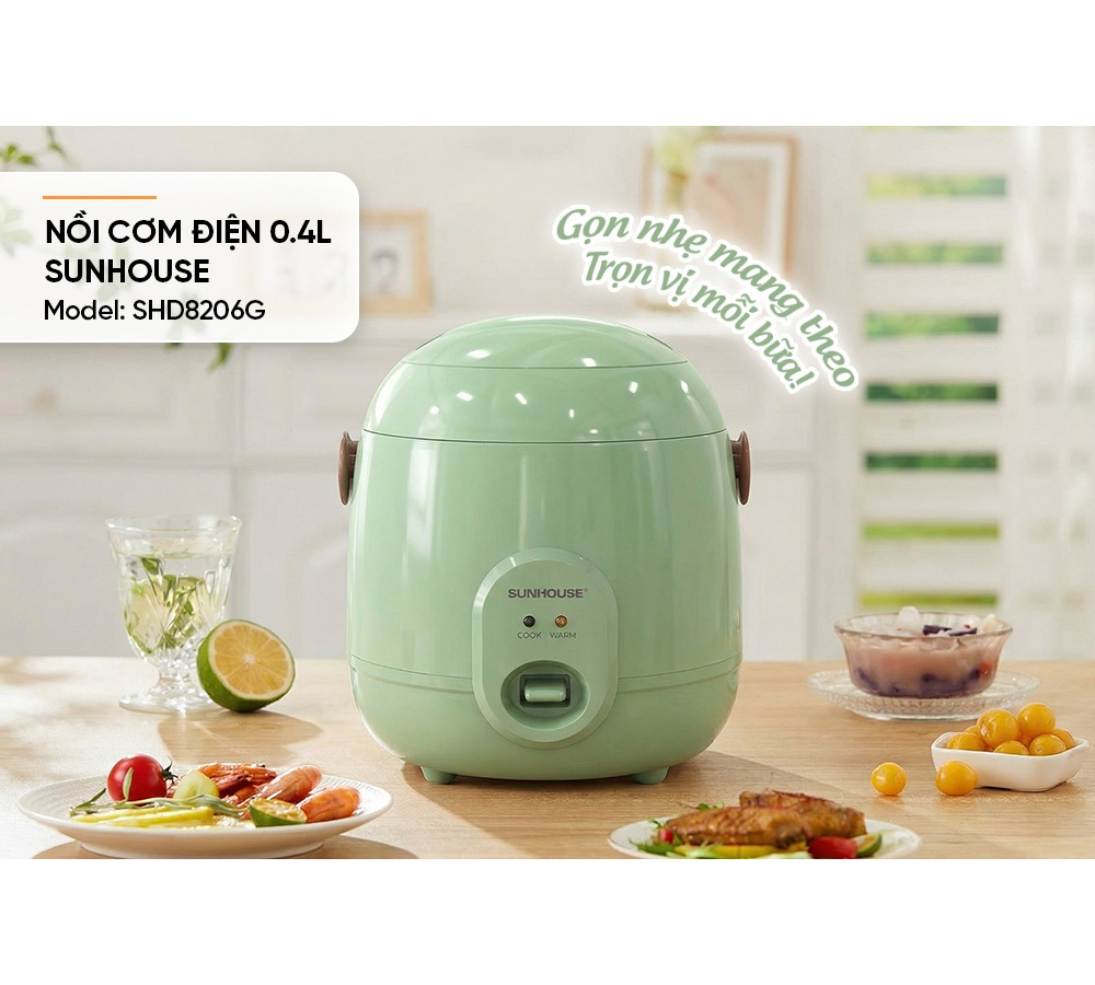 Nồi Cơm Điện 0.4 Lít Sunhouse SHD8206G 7