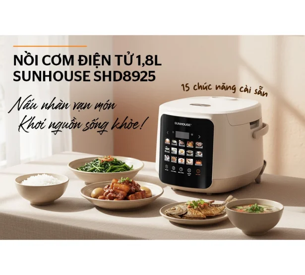 Nồi Cơm Điện Tử 1.8 Lít Sunhouse SHD8925
