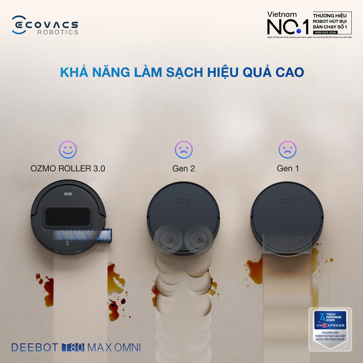 Robot Hút Bụi Lau Nhà Ecovacs T80 Max Omni Black 13