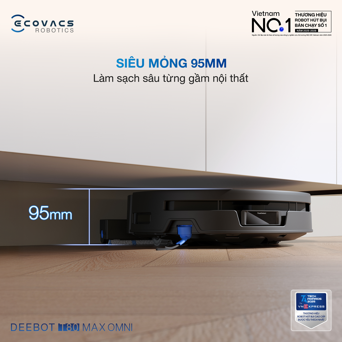 Robot Hút Bụi Lau Nhà Ecovacs T80 Max Omni Black 14