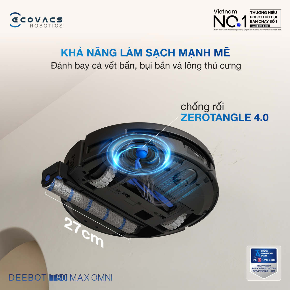 Robot Hút Bụi Lau Nhà Ecovacs T80 Max Omni Black 15