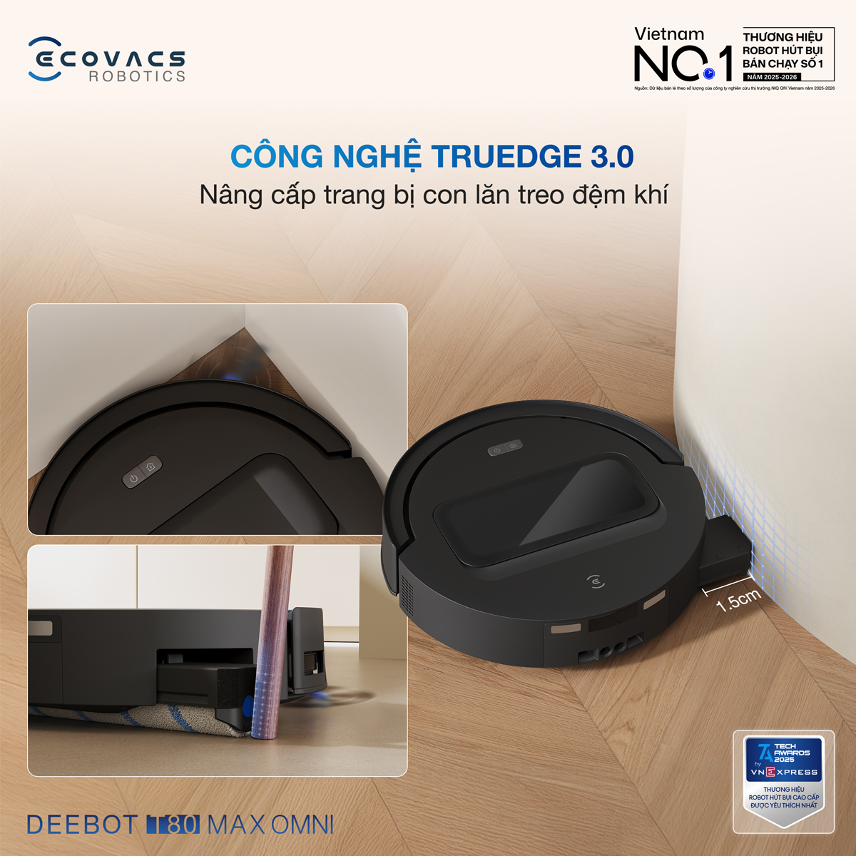 Robot Hút Bụi Lau Nhà Ecovacs T80 Max Omni Black 17