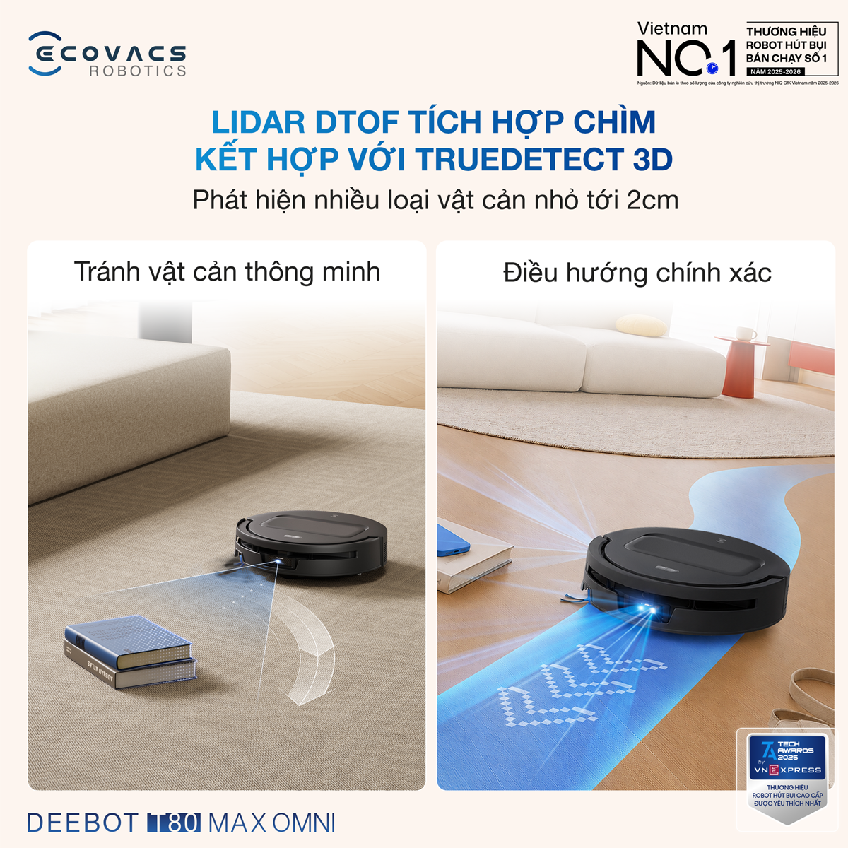 Robot Hút Bụi Lau Nhà Ecovacs T80 Max Omni Black 20