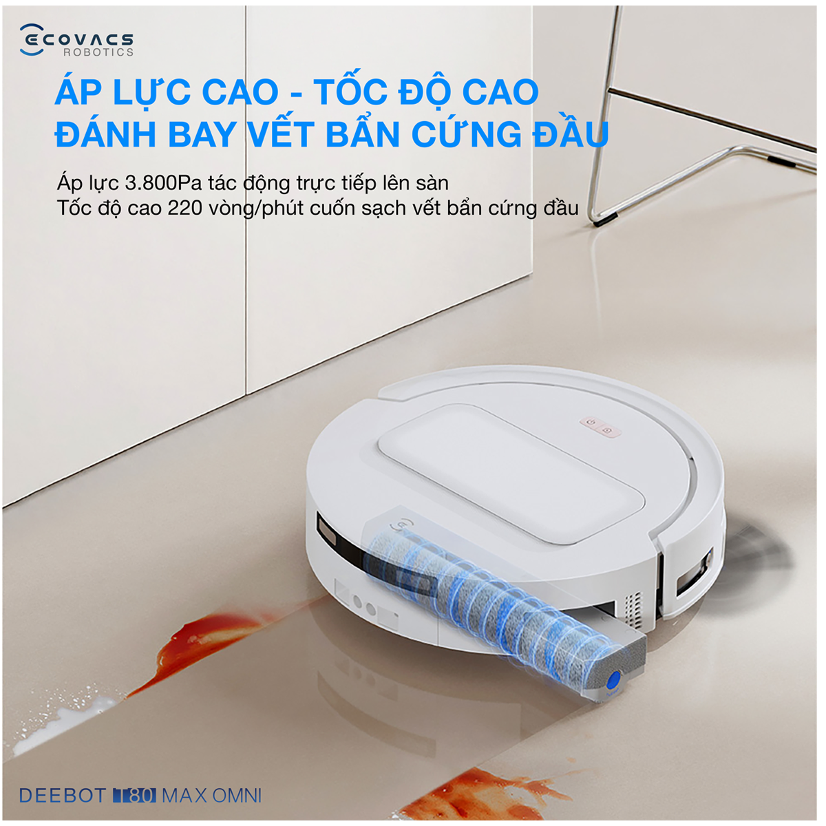 Robot Hút Bụi Lau Nhà Ecovacs T80 Max Omni White 12
