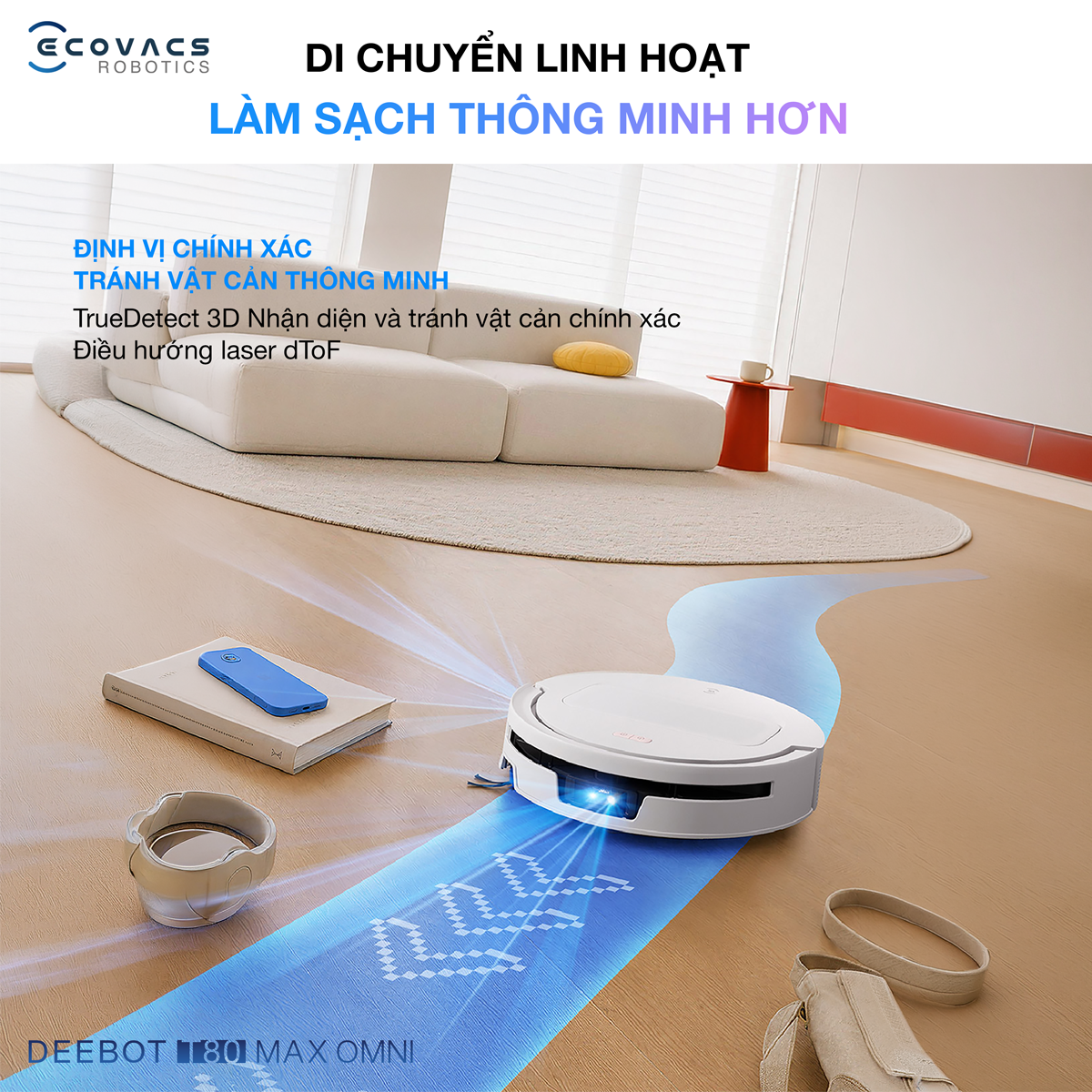 Robot Hút Bụi Lau Nhà Ecovacs T80 Max Omni White 16