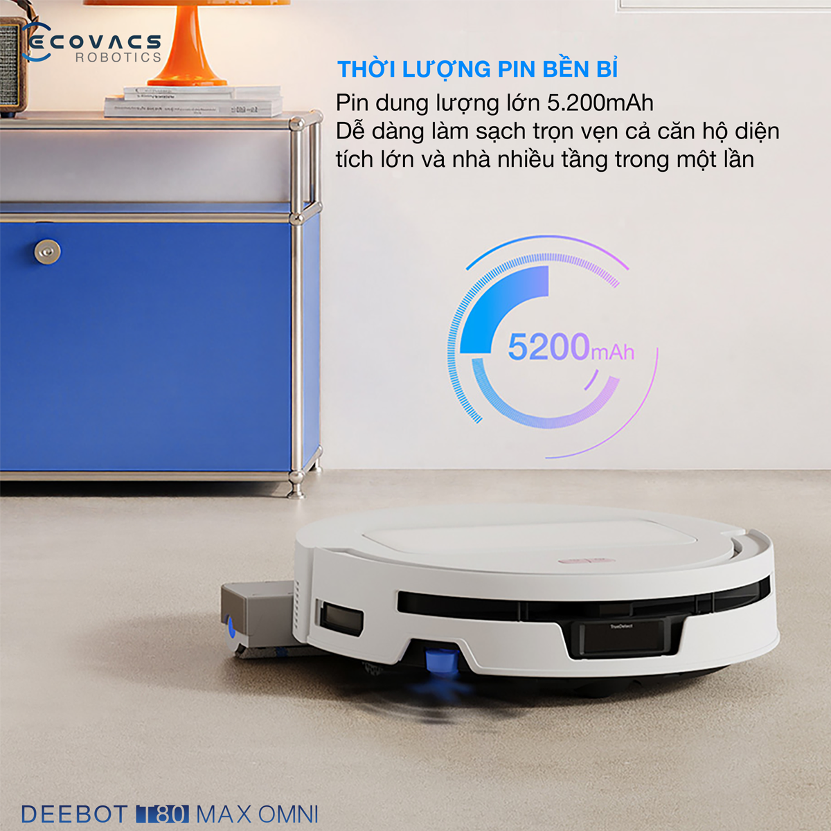 Robot Hút Bụi Lau Nhà Ecovacs T80 Max Omni White 17