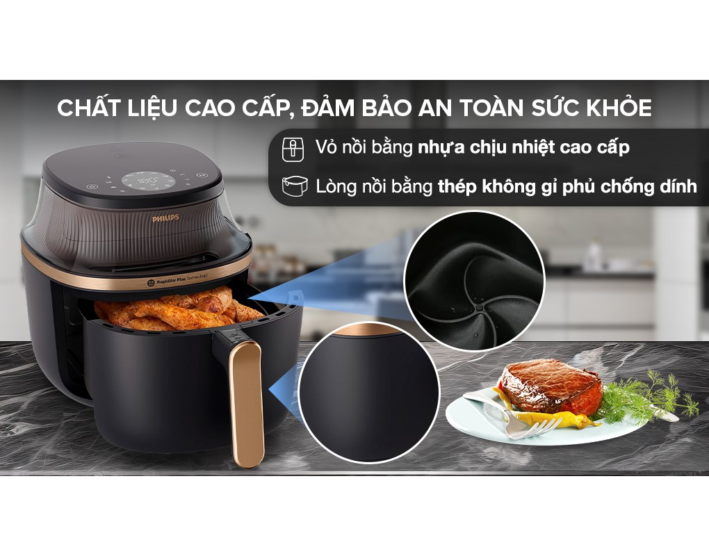 Nồi Chiên Không Dầu Philips NA332/00 6.2 Lít 11