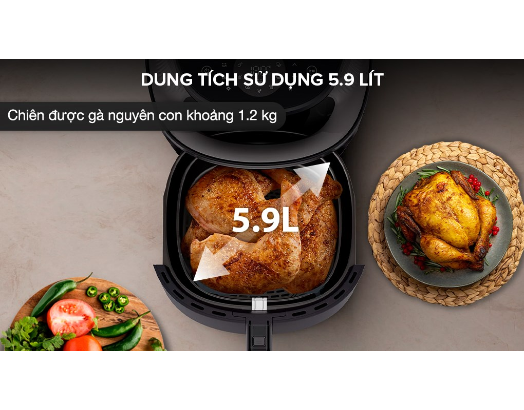 Nồi Chiên Không Dầu Philips NA332/00 6.2 Lít 9