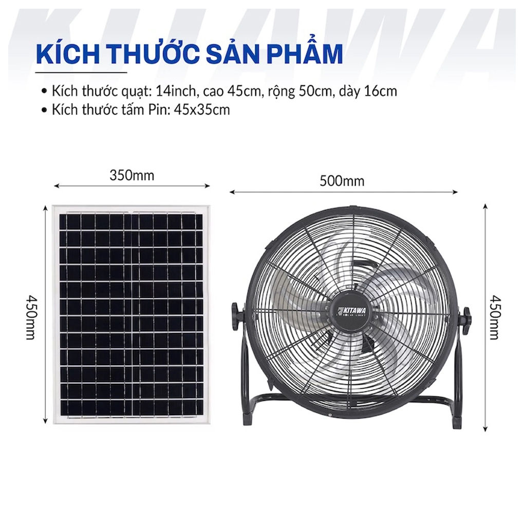 Quạt Chân Quỳ Năng Lượng Mặt Trời Kitawa 30W SF1.30 1