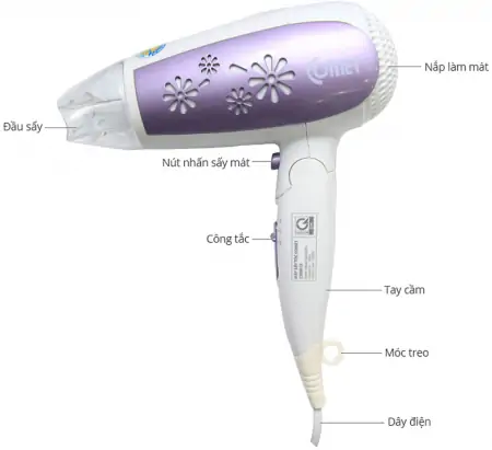 Máy sấy tóc Comet CM6618 1600W 3