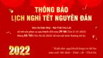 Thông báo nghỉ Tết Nguyên Đán Nhâm Dần 2022