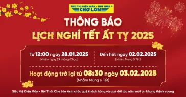 Thông báo lịch nghỉ Tết Ất Tỵ 2025