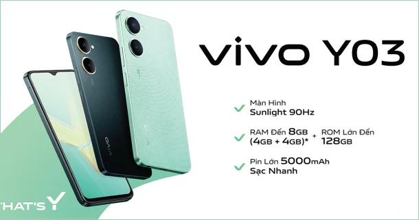 Vivo cho ra mắt điện thoại Y03 cấu hình ấn tượng với giá chỉ chưa đến 3 triệu đồng