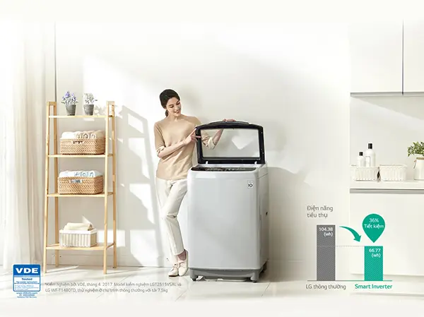 Tiết kiệm năng lượng với công nghệ Smart Inverter đến từ máy giặt LG 