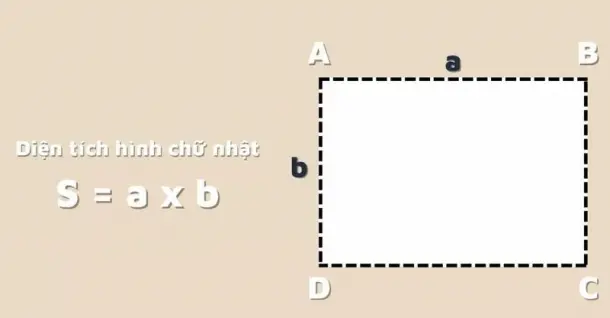 Công thức tính diện tích hình chữ nhật, có bài tập minh họa