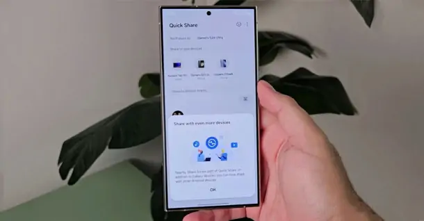 Quick Share trên One UI 7.0 Beta hỗ trợ tính năng chia sẻ dữ liệu qua Internet