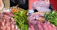 Cách làm mực hấp cuốn rau muống giòn ngon ngay tại nhà
