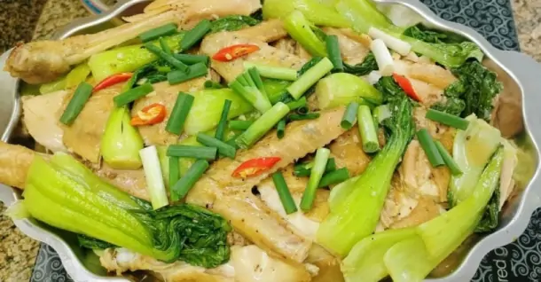Cách làm gà hấp cải thìa hấp tỏi với công thức chuẩn ngon