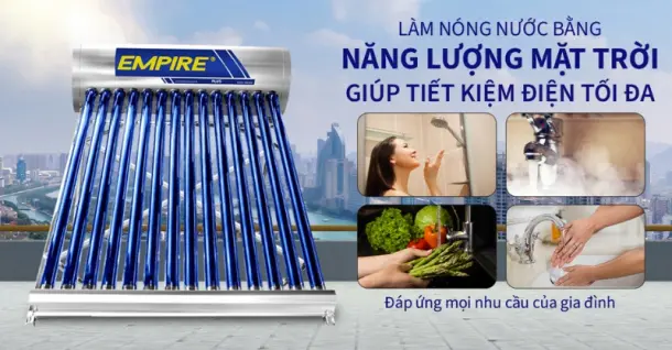 Kích thước máy nước nóng năng lượng mặt trời bao nhiêu? Cách chọn phù hợp gia đình