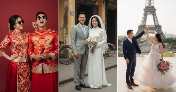 Prompt tạo ảnh cưới chuyên nghiệp, đa phong cách dành cho các cặp đôi