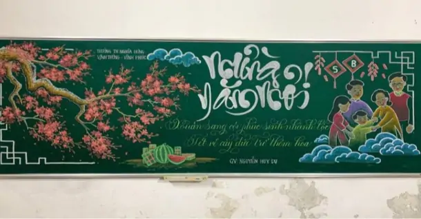 17+ Mẫu trang trí bảng ngày Tết Nguyên Đán 2026 đẹp, sáng tạo