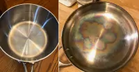 Nồi chảo inox hiện m&agrave;u cầu vồng c&oacute; độc kh&ocirc;ng? C&aacute;ch l&agrave;m sạch hiệu quả