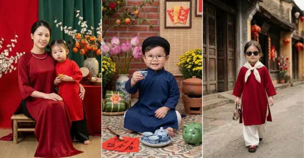 Tổng hợp prompt tạo ảnh Tết cho bé đáng yêu, cưng xỉu năm 2026