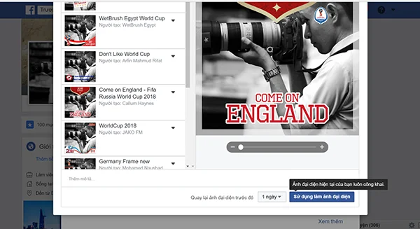 Hướng dẫn tạo khung ảnh đại diện World Cup 2018 trên Facebook
