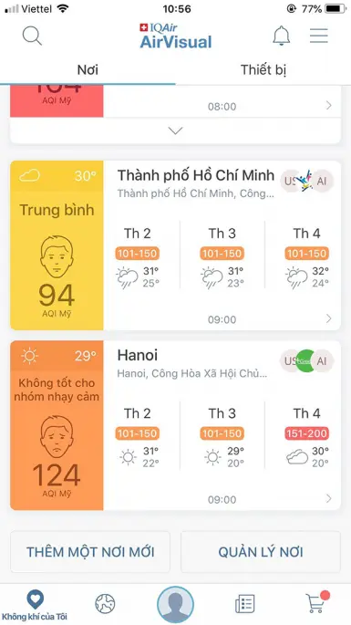 Top 3 ứng dụng kiểm tra mức độ ô nhiễm không khí miễn phí được tin dùng nhất