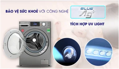 Công nghệ Blue Ag+ diệt khuẩn 99,99% bằng nước lạnh, giữ cho quần áo bền màu như mới