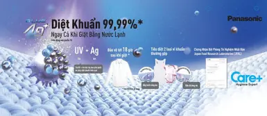 Máy giặt tích hợp công nghệ Blue Ag+ diệt khuẩn nước lạnh 99.99%, chống phai màu sợi vải